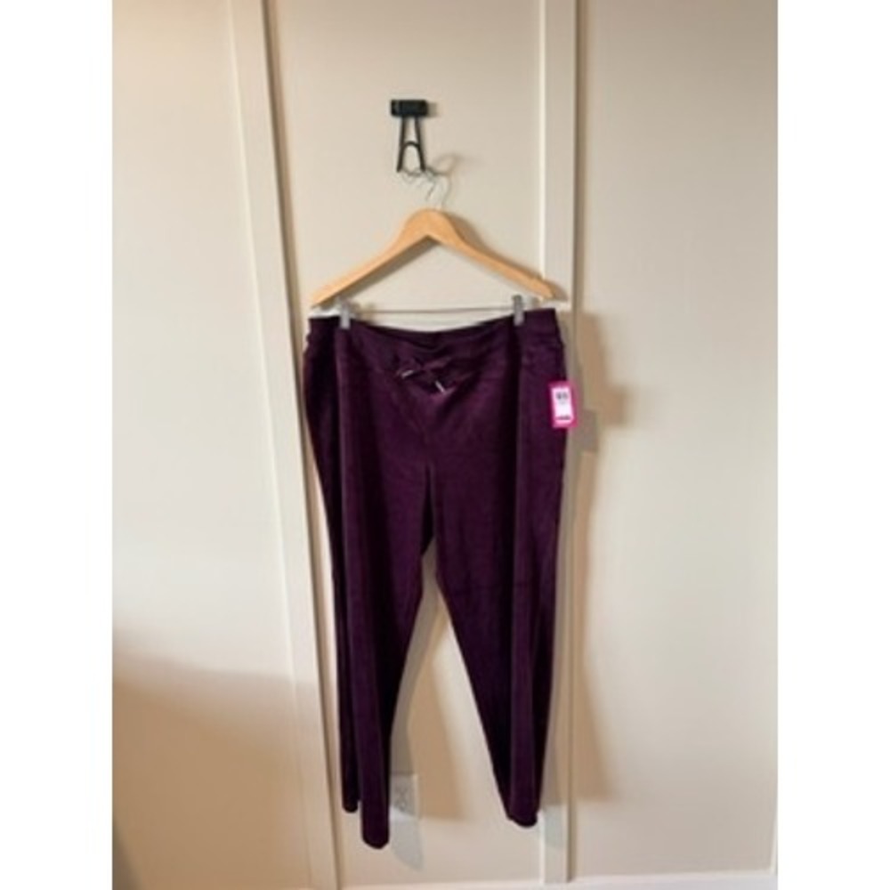Vince Camuto Womens Velour Crush‎ Jogger Pants Plum Noir Purple 1X New